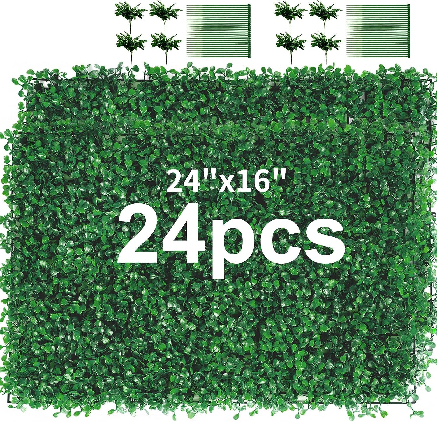12/24PC Artificial Boxwood Mat Wall Hedge Decor Privacy Fence Panels Grass 24x16