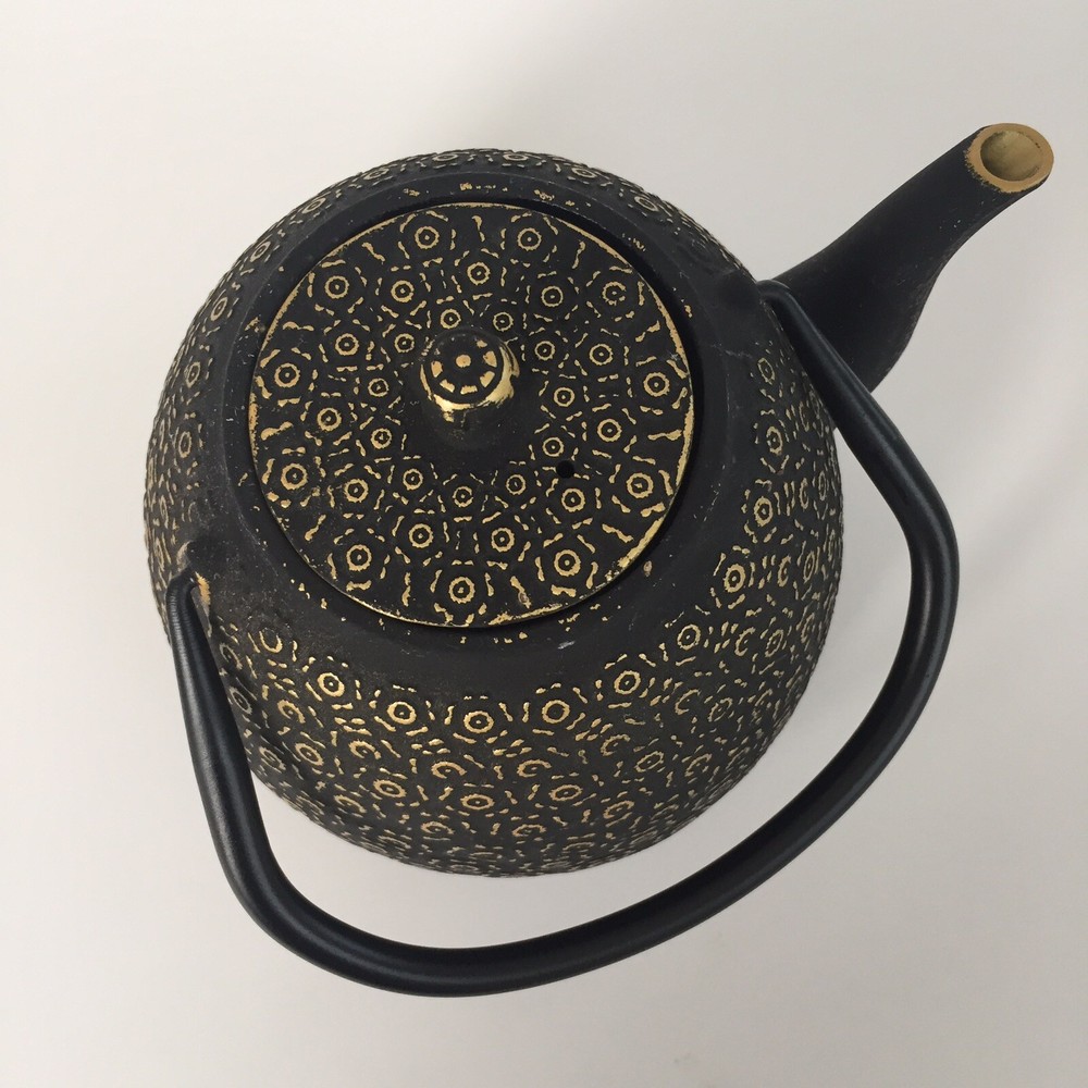Black Gold Geometric Pattern Metal Ceramic Teapot Tea Steep Filter Basket Insert