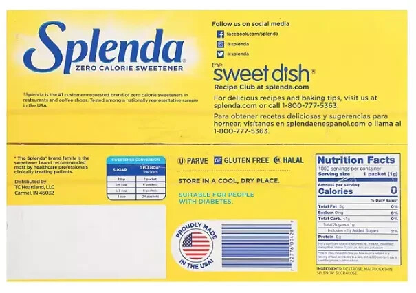 Splenda Zero Calorie Sweetener Packets, 1,000-count