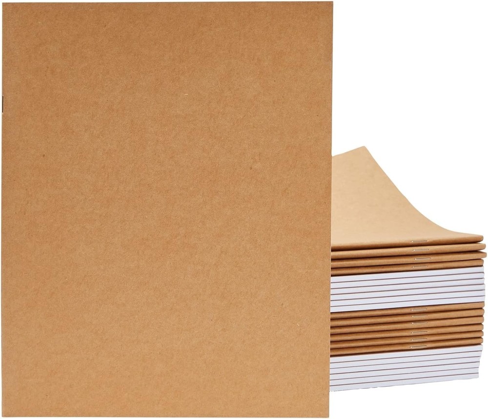 Bulk 24 Blank Journals 8.5x11 Brown Soft Cover Writing Notebooks for Notes