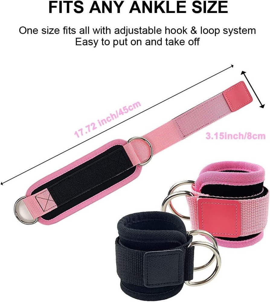 Ankle Strap for Cable Machine, 1 Pair Bands Working Out Black