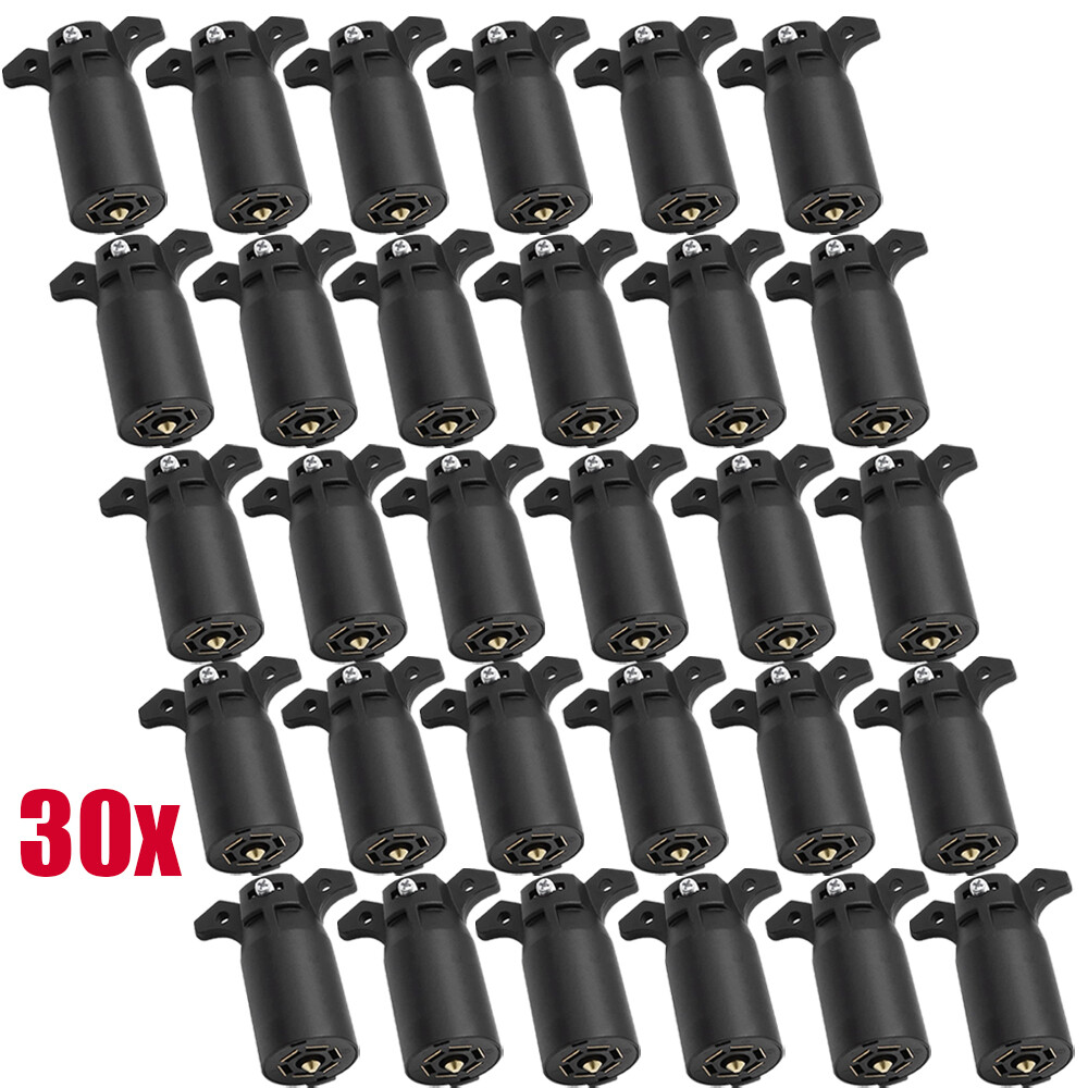 30Pcs 7 Way Round RV Style Trailer Light Plug Connector Replacement End Blade