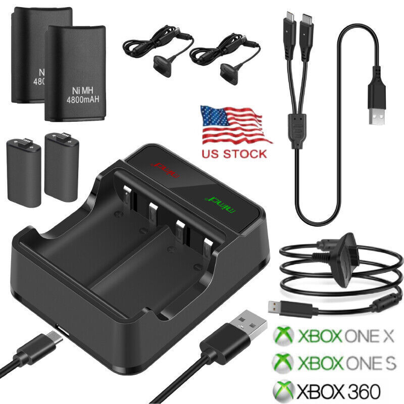For XBOX ONE 360 Controller Play Dual Charging Dock+2x Rechargeable Battery Pack