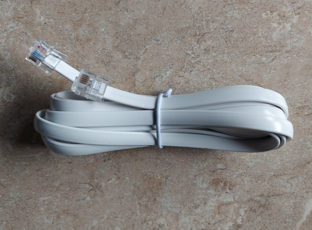 White 6-pin Cash Drawer Kick Open Cable Wire Fits Clover Blue POS Label Cord