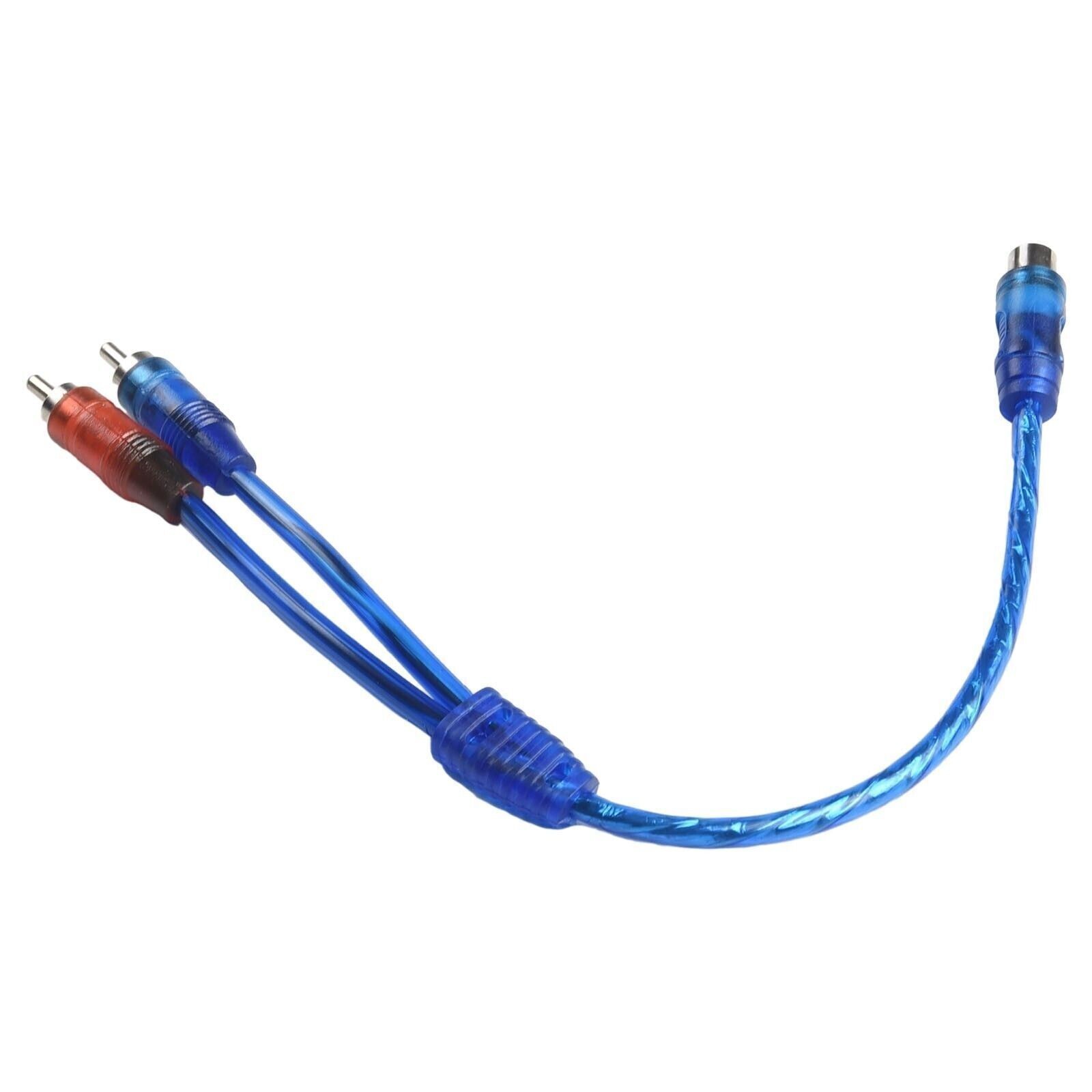 2pcs RCA Y Splitter Audio Jack Cable Adapter 1 Female to 2 Male Connector Blue
