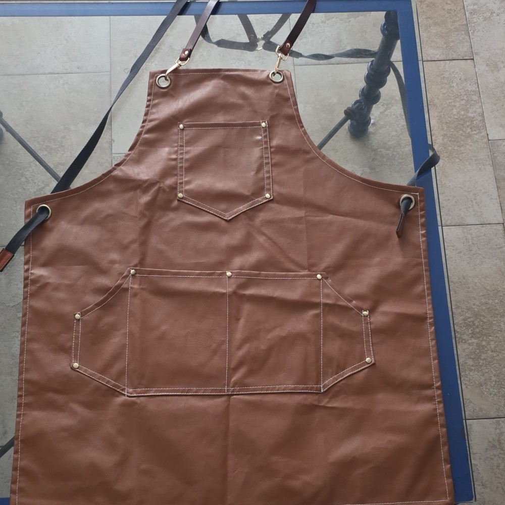 Three salon Work Aprons Brown, Black, & Tan with Multiple Pockets Unisex