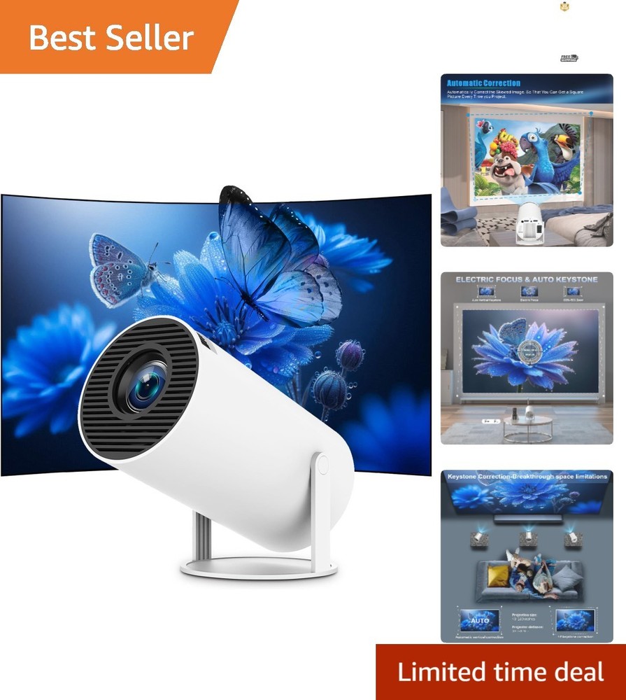 Lightweight 4K Mini Projector with 180° Rotation & Auto Keystone Correction
