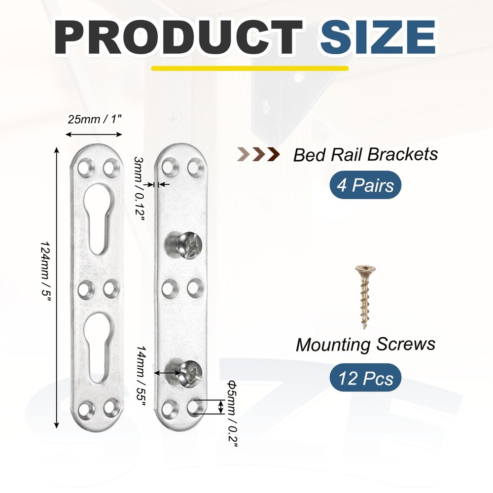 5" Bed Mounts, Carbon Steel Adjustable Bra Hardware