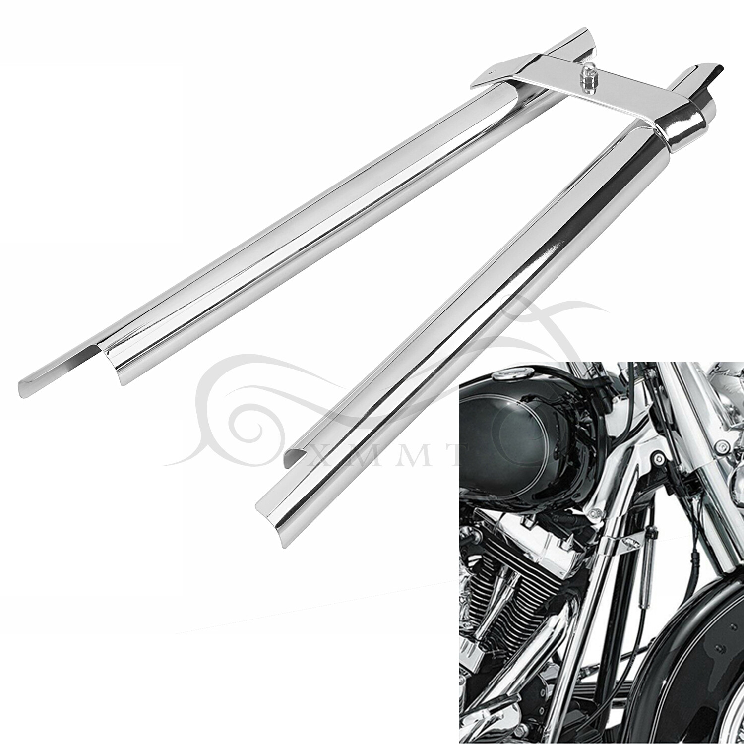 Chrome Front Frame Down Tube Covers For Harley Heritage Softail Classic Deluxe