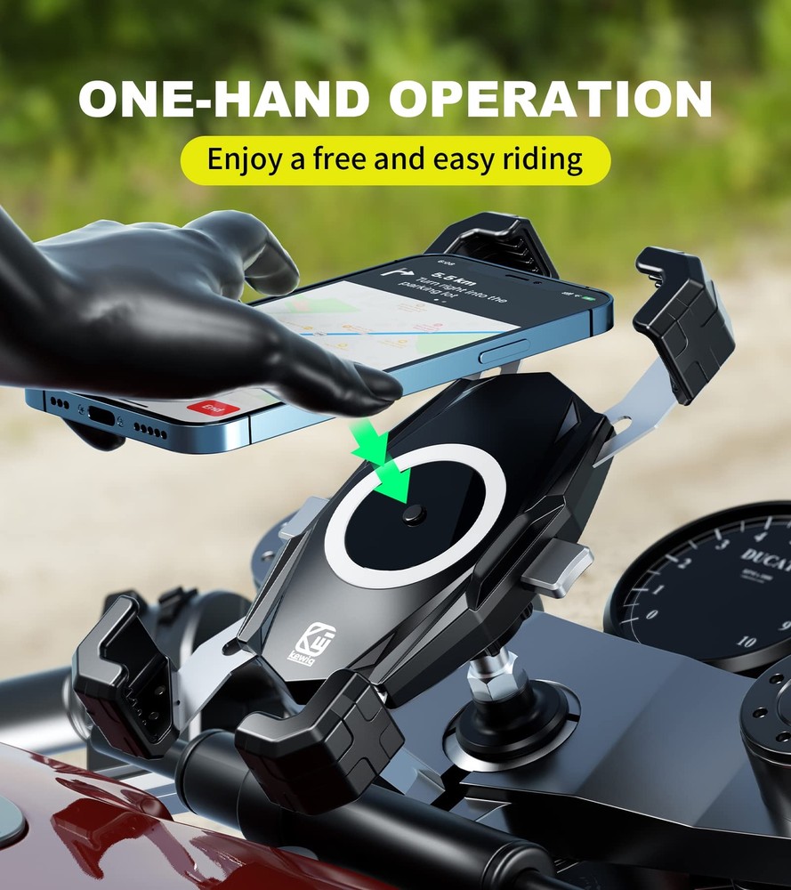 Motorcycle Fork Stem Phone Mount 1S Lock & Release Fits 12-25.4mm Diameter