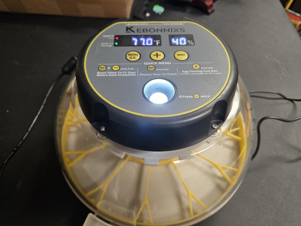 12 Egg Incubator Humidity Display Candler LED Candler Fully Functional