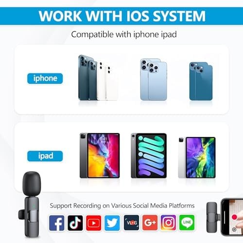 2-Pack Wireless Lavalier Microphone for iPhone 7-14, Recording & Live Stream