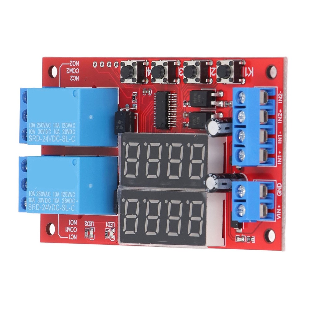 24V 2 Channel Relay Module LED Display Delay Self Locking Cycle Timer Module