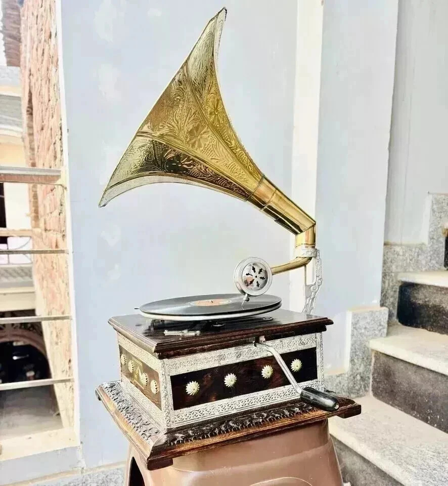 Vintage Style HMV Gramophone Player – Working Wind-Up Phonograph Record Player