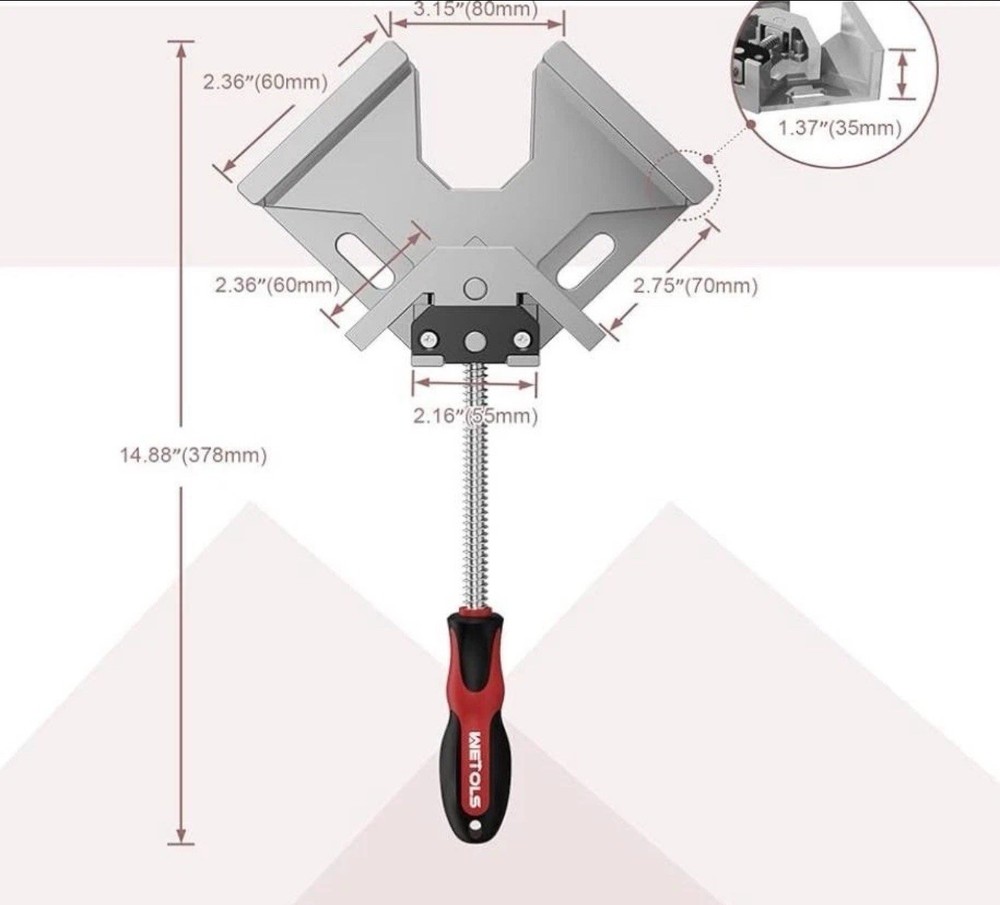 WETOLS Corner Clamp 2pcs - 90 Degree Right Angle Clamp
