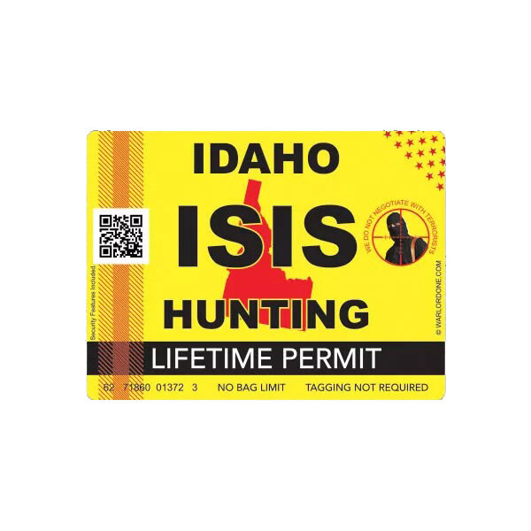 ISIS Terrorist Idaho State Hunting Permit Sticker Decal