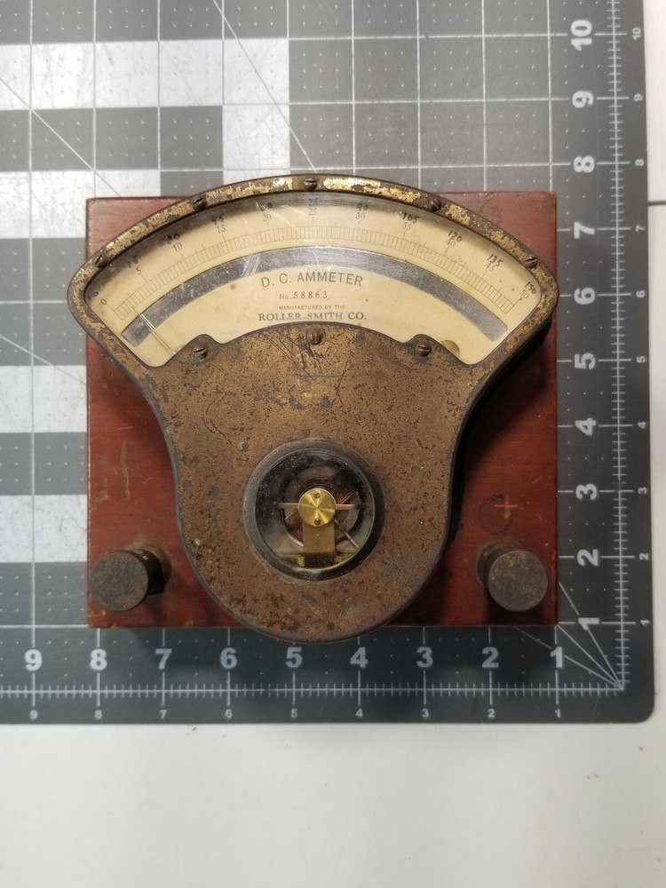 Roller Smith Direct Current Ammeter Meter USA Untested Steampunk Style