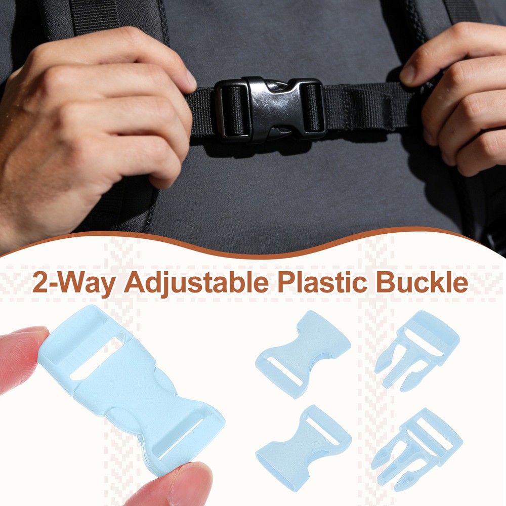 4 Pack Quick Side Release Buckle, 0.8" Plastic Buckle Clip, Light Blue