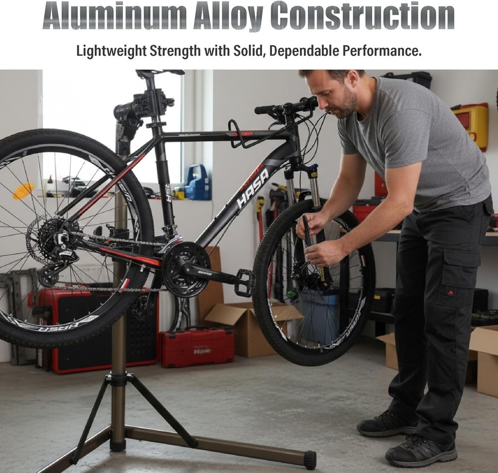 Adjustable Bicycle Workstand - Foldable Tool Plate Included
