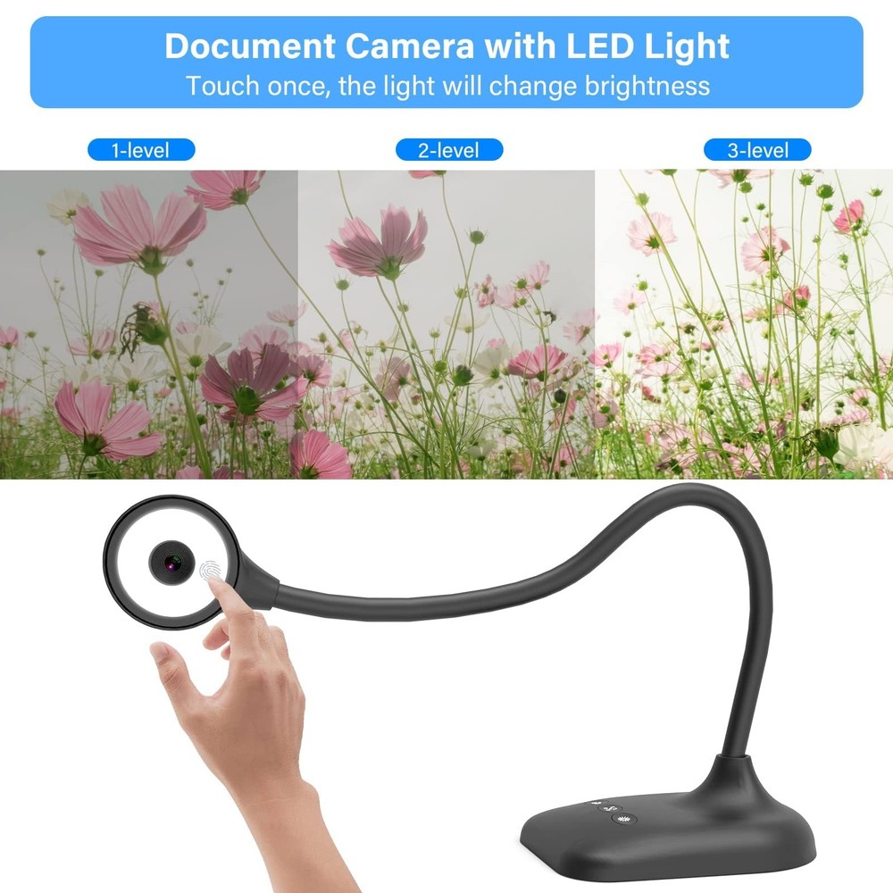 Document Camera for Teachers, Webcam and Overhead Camera for Classroom with M...