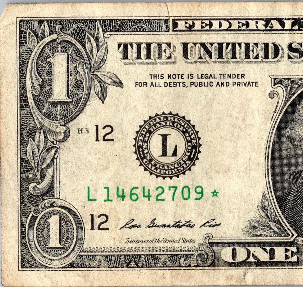 2013 L Star note Fancy Serial Number Regular Run
