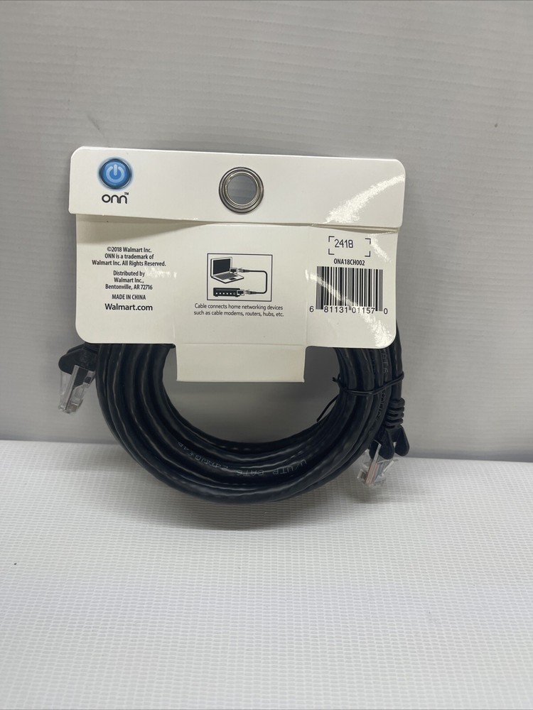 *ONN 14ft CAT6 ETHERNET NETWORK CABLE* NEW- Black