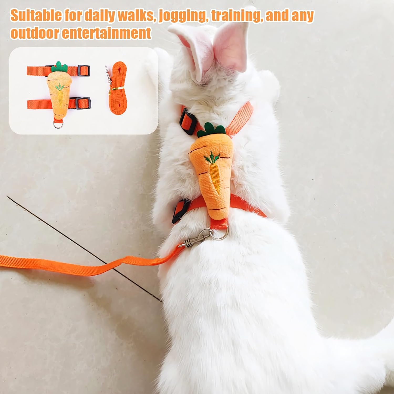 Bunny Harness and Leash for Rabbits,2 Pack Adjustable Bunny Harness,Cute Vest