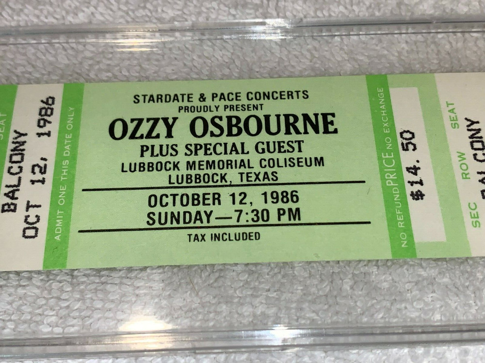 OZZY OSBOURNE UNUSED 1986 CONCERT TICKET LUBBOCK COLISEUM TX Black Sabbath USA