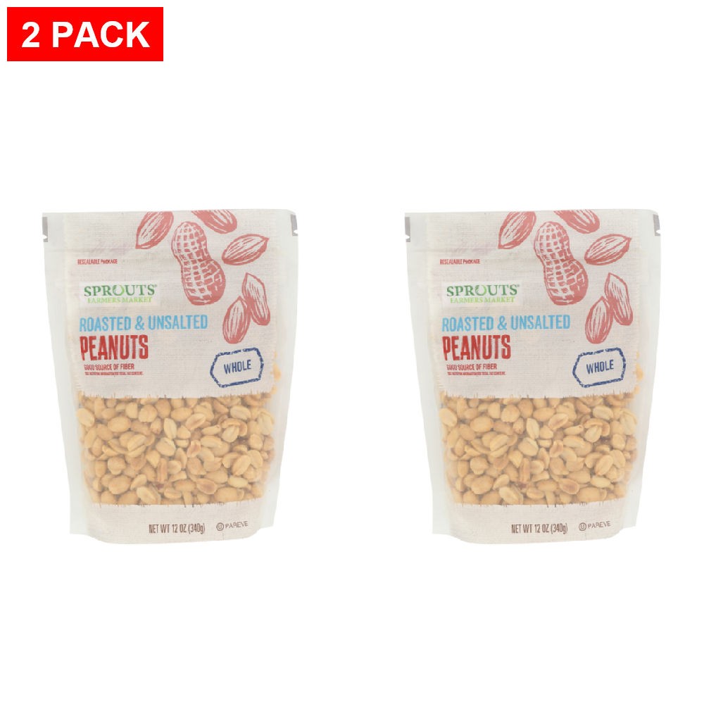 2 Pack - Sprouts Roasted Unsalted Peanuts 12 oz