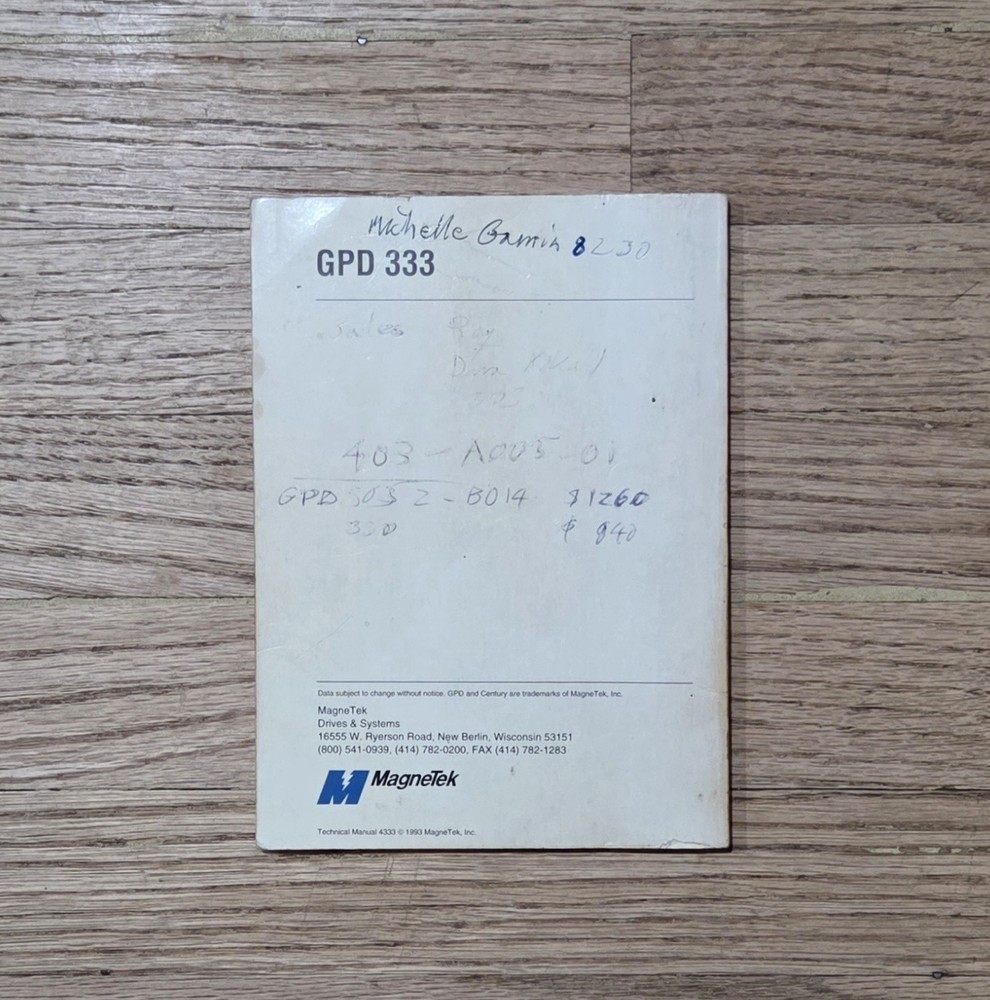 Magnetek GPD 333 Technical Manual 1993