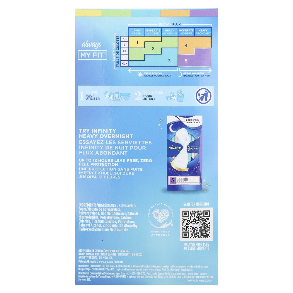Infinity Flex Foam with Flexi-Wings™, Size 2, Heavy Flow, Unscented, 32 Pads