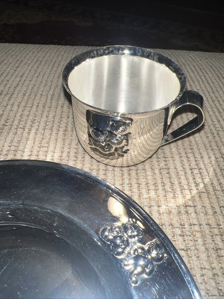 Godinger Silver Childs Teddy Bear Plate and Cup