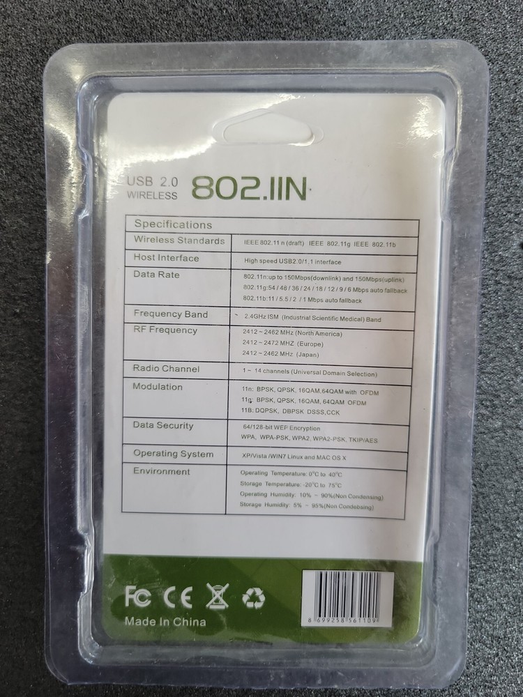 USB 2.0 Wireless 802.11N 150Mbps