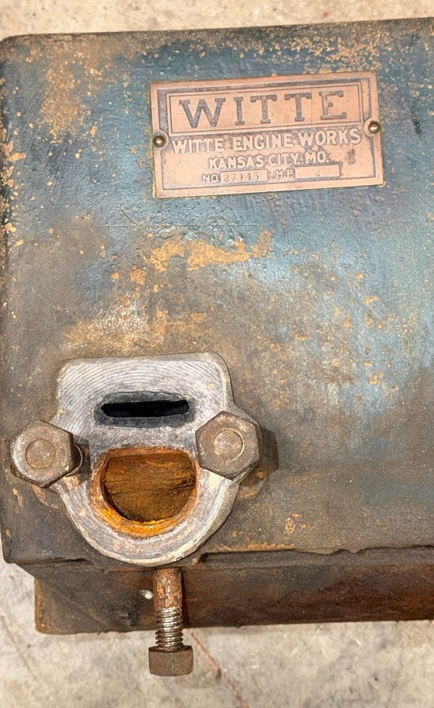 Cylinder 2HP Headless WITTE Hit Miss Engine Brass Tag 4" Bore