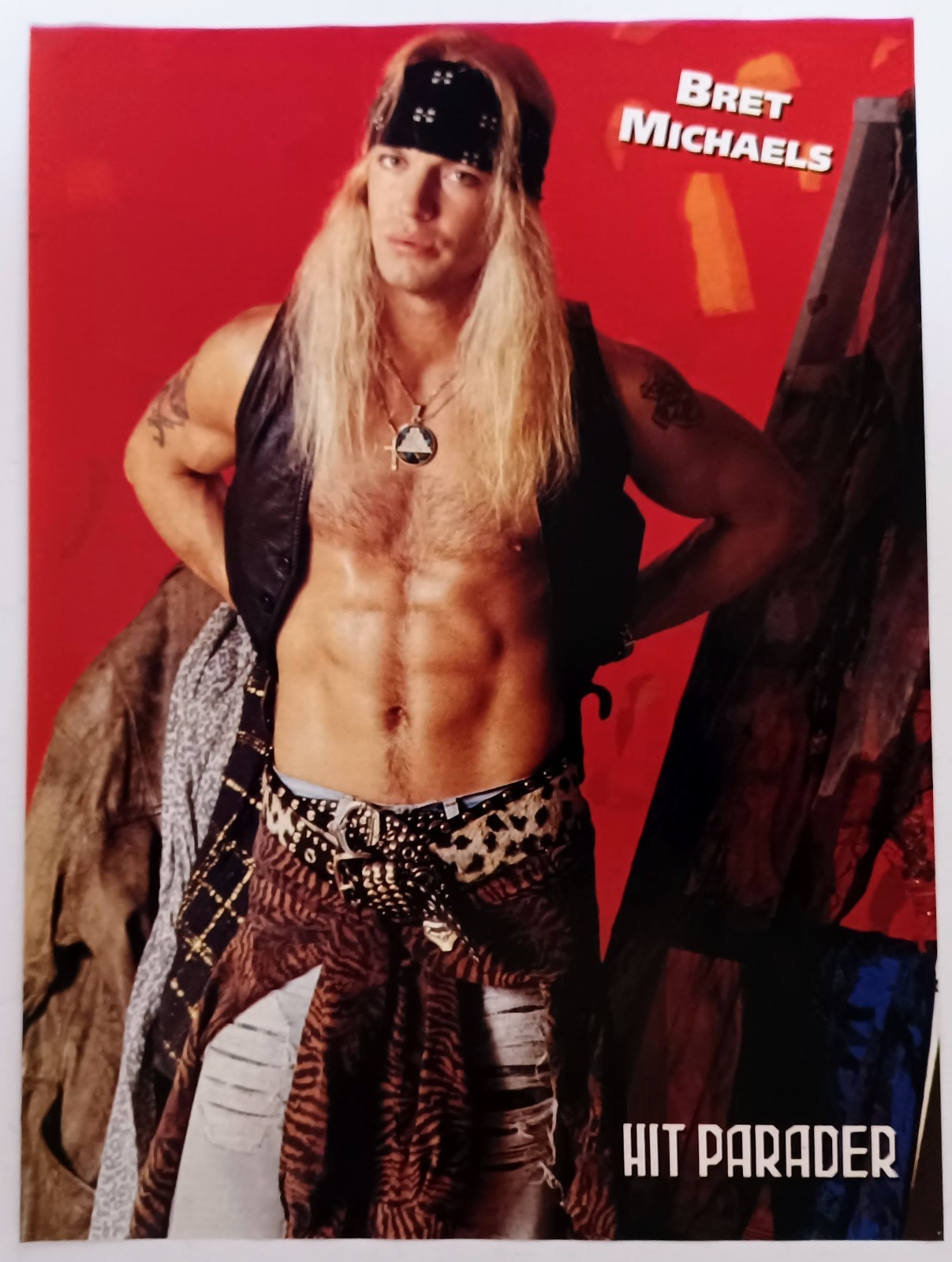 POISON~BRET MICHAELS SHIRTLESS~1993 SEXY VINTAGE POSTER MAGAZINE PINUP CLIPPING
