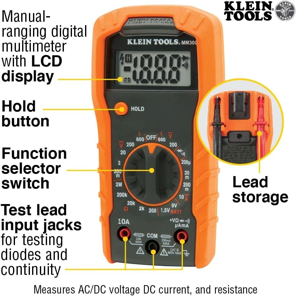Professional Electrical Kit: Digital Multimeter, Voltage Tester & Outlet Tester