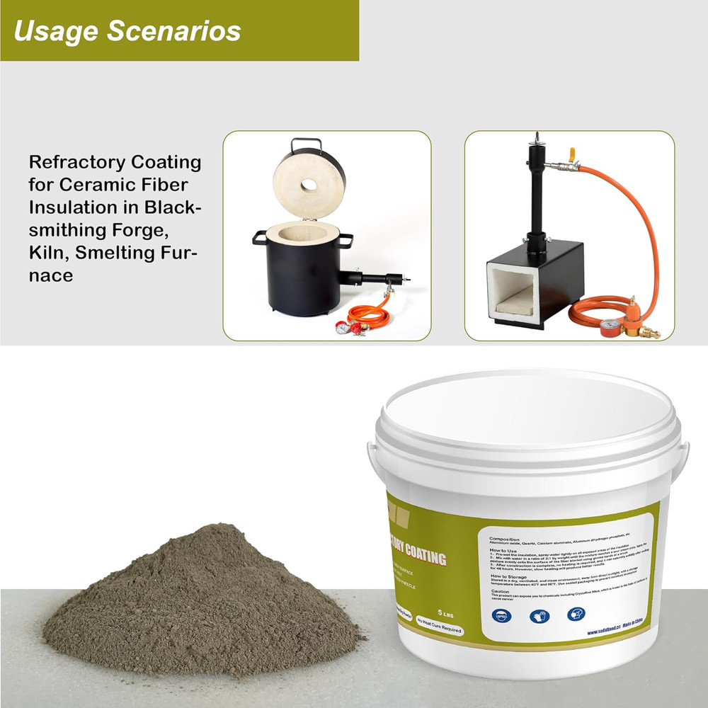 Refractory Coating - 5 LBS 3056°F High Temperature Refractory Cement Fireproof D
