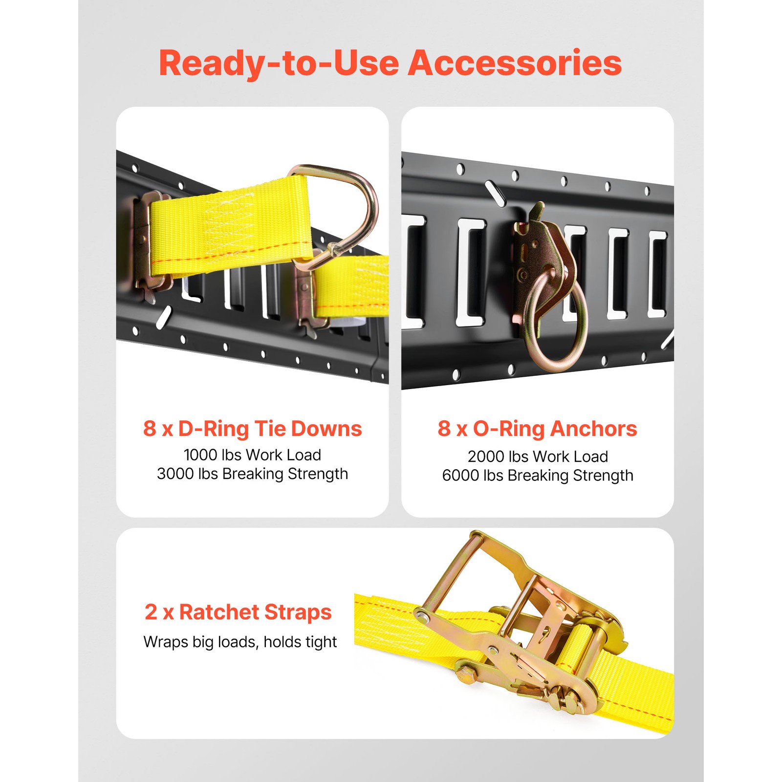 Uimoso E-Track Tie-Down Rail Kit with 8 Rails and 36 Accessories