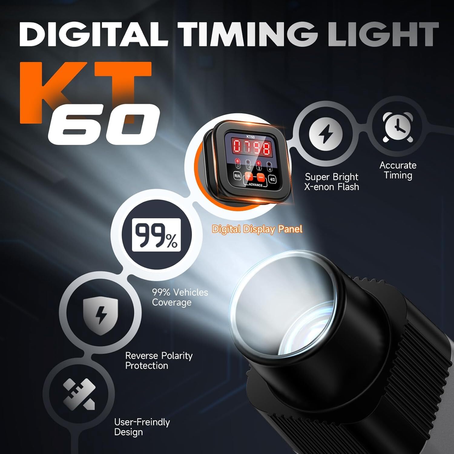 KZYEE KT60 Digital Timing Light Automotive Engine Gun Inductive Ignition Gun