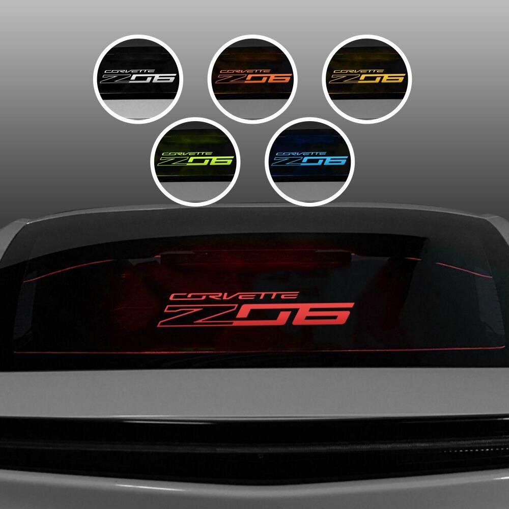 Corvette Z06 Text Etching RED Lighted Blocker WindRestrictor® For 14-19 C7 Coupe
