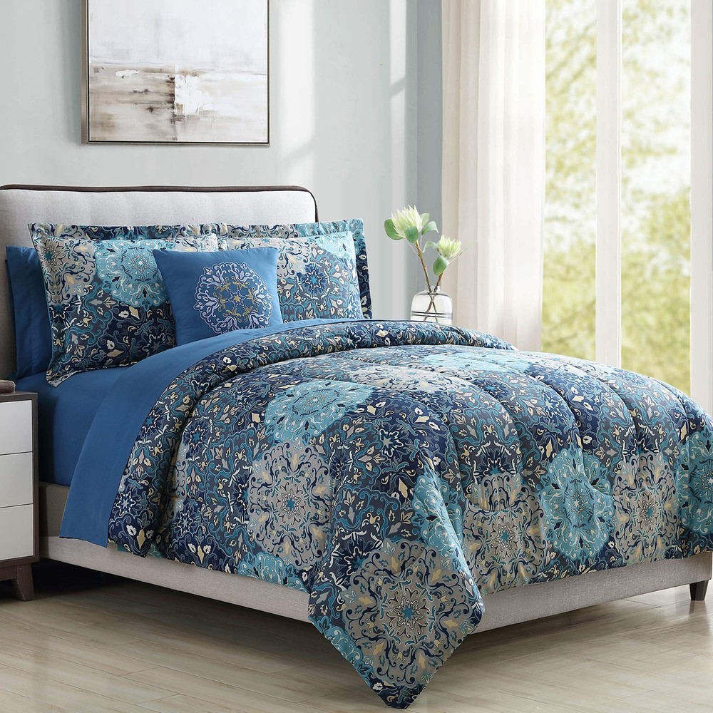 Modern Threads 6-Piece Printed Reversible Complete Bed Set Granada Twin