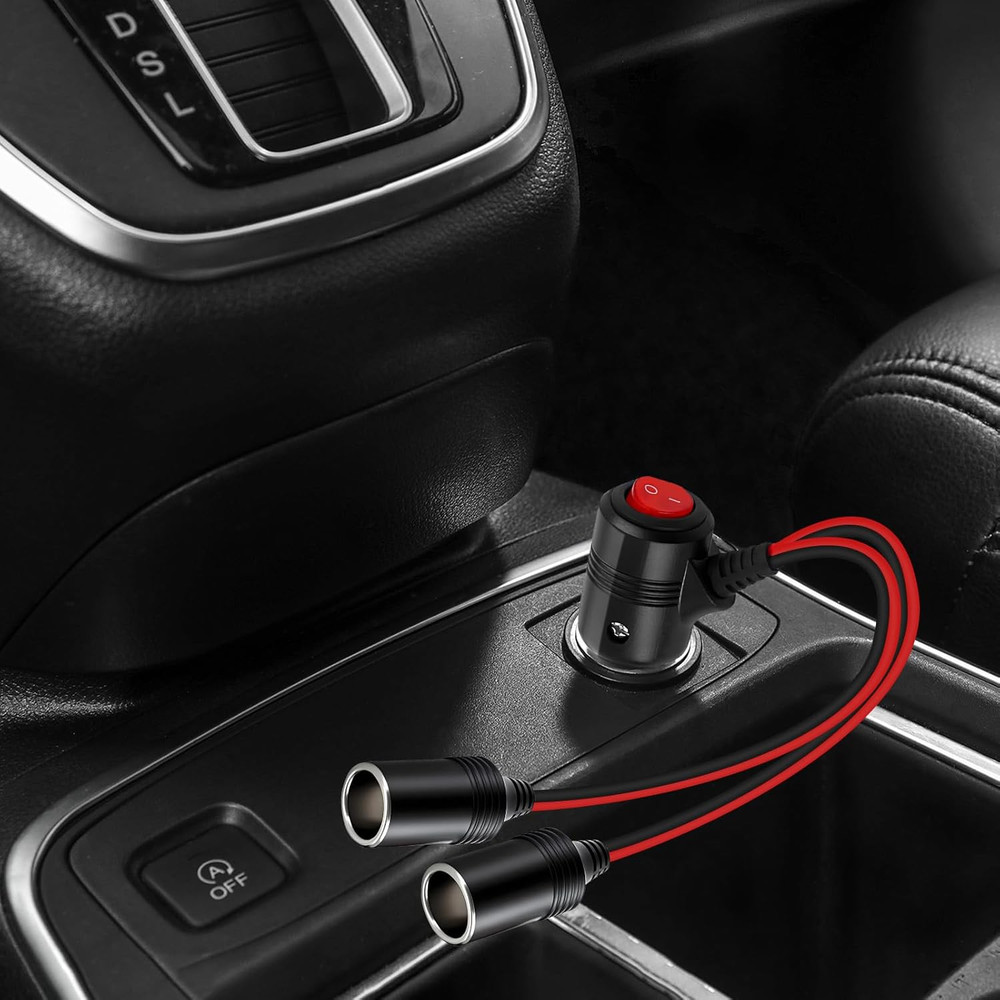 Car Cigarette Lighter Splitter,2-Socket Cigarette Lighter Adapter Exten