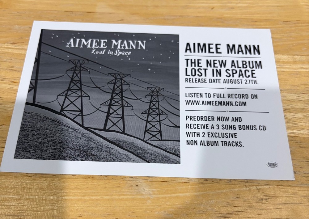 AIMEE MANN LOST IN SPACE POST CARD AT SHOW 2002 HAMPTON BEACH CASINO