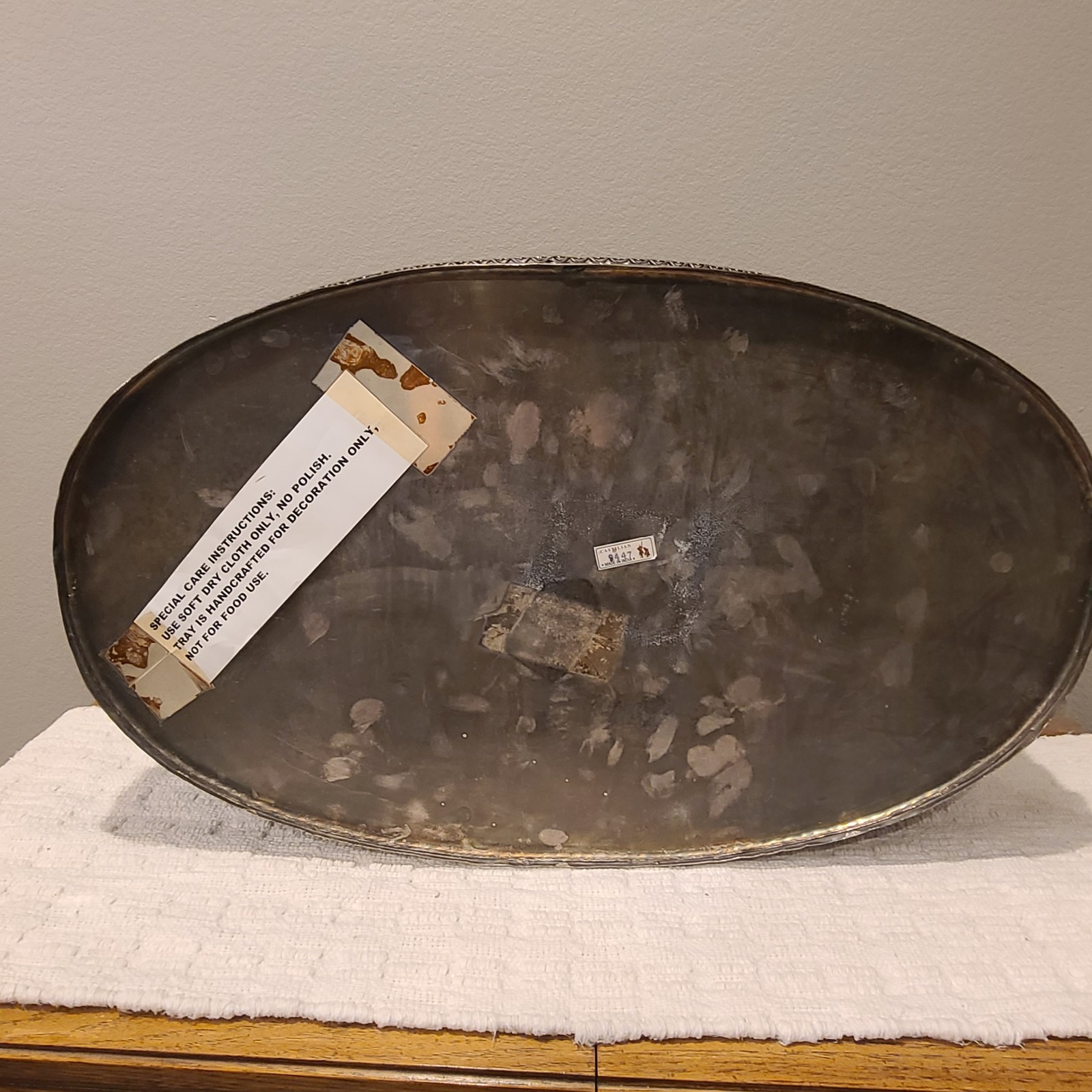 Castilian Imports Vintage Solid Brass Decorated Table Tray 27"X 16” X 6” Heavy