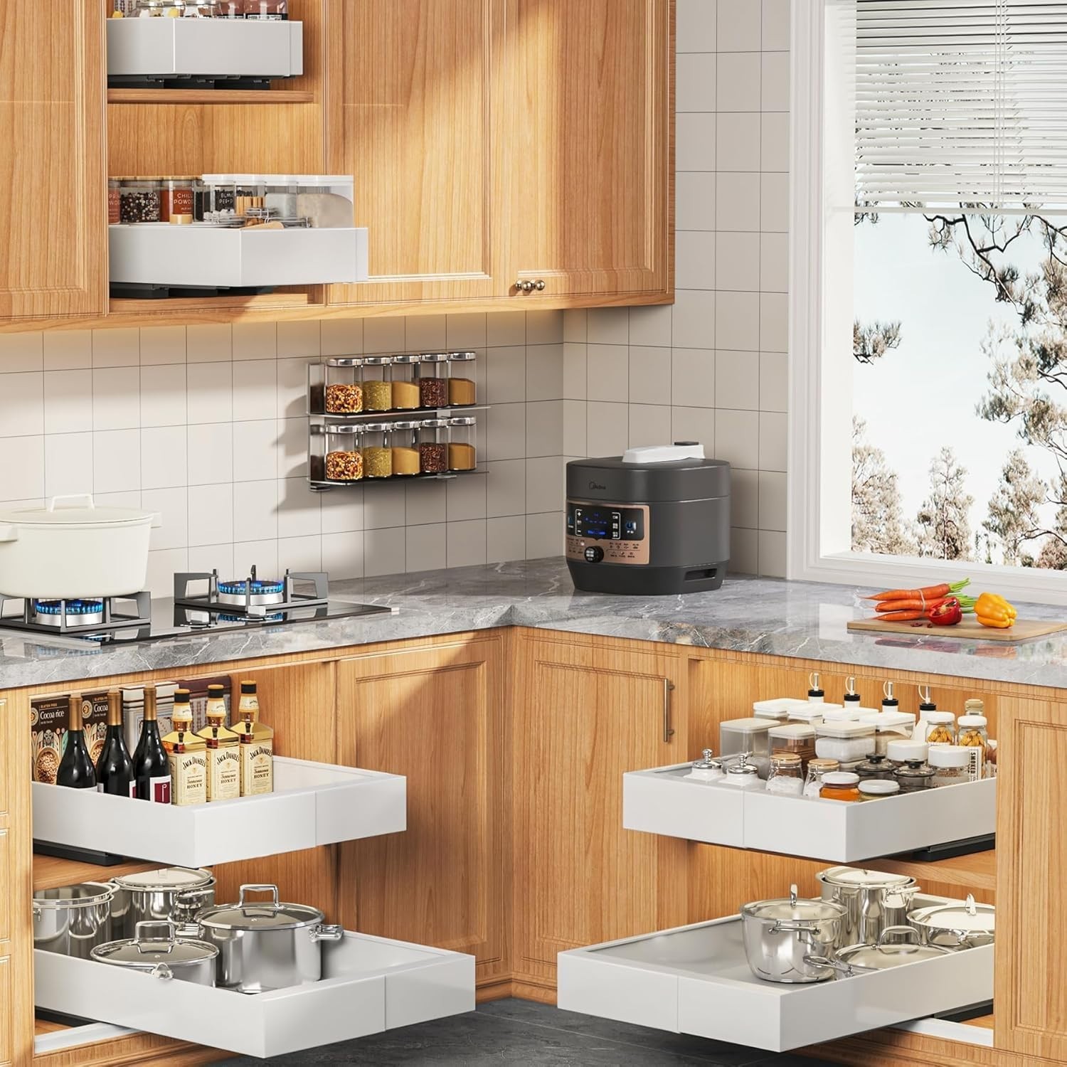 2pk Pull Out Cabinet Organizer, Expandable (9"-14") HD Slide Out Drawers