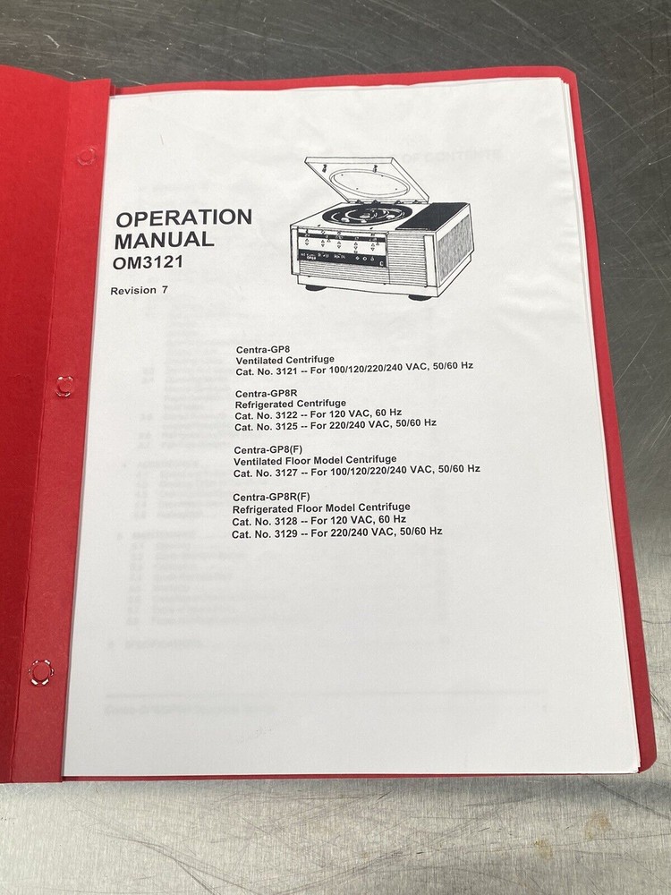 IEC Thermo OM3121 Centrifuge Version 7 - Users Manual /Instructions Book