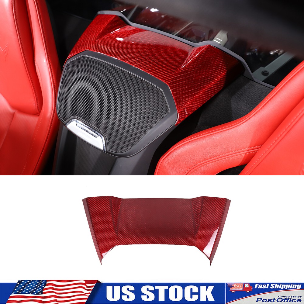 Red Real Carbon Waterfall Speaker Upper Trim Cover Fits C8 Corvette Coupe 20-26