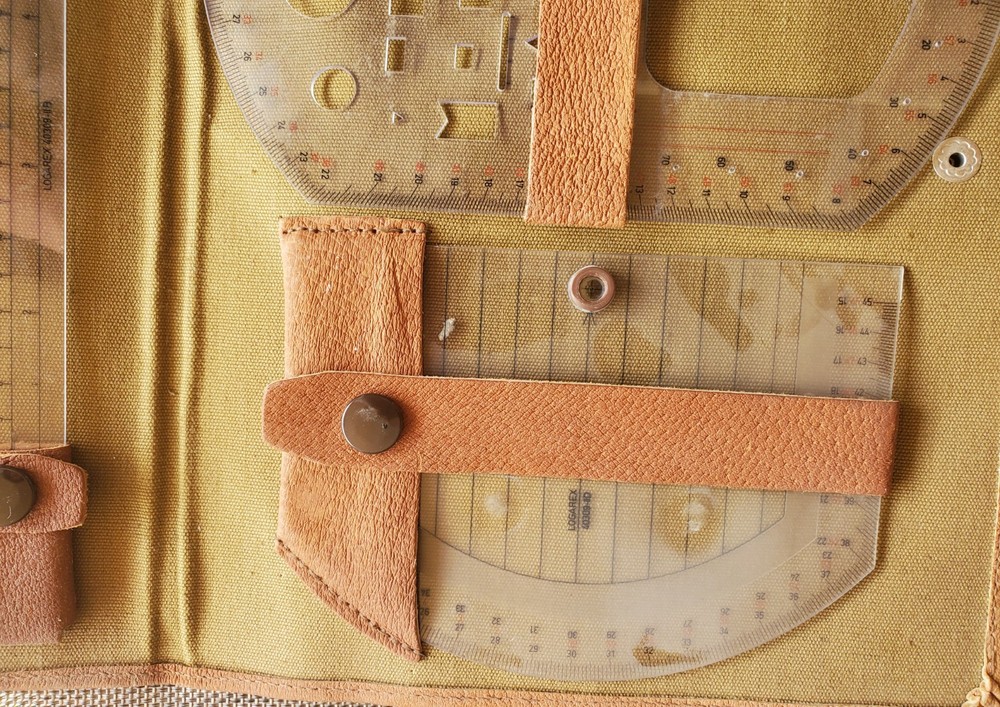 Vintage LOGAREX Czech Made Engineering Set in Leather Folder