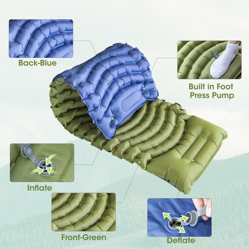 Sleeping Pad for Camping, Self Inflating Sleeping Pad Extra Thick Sleeping Ma...