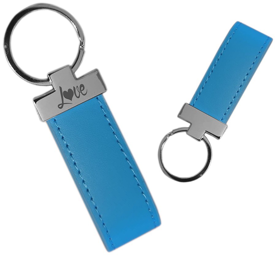 Eco Leather Metal Engraved Keychain